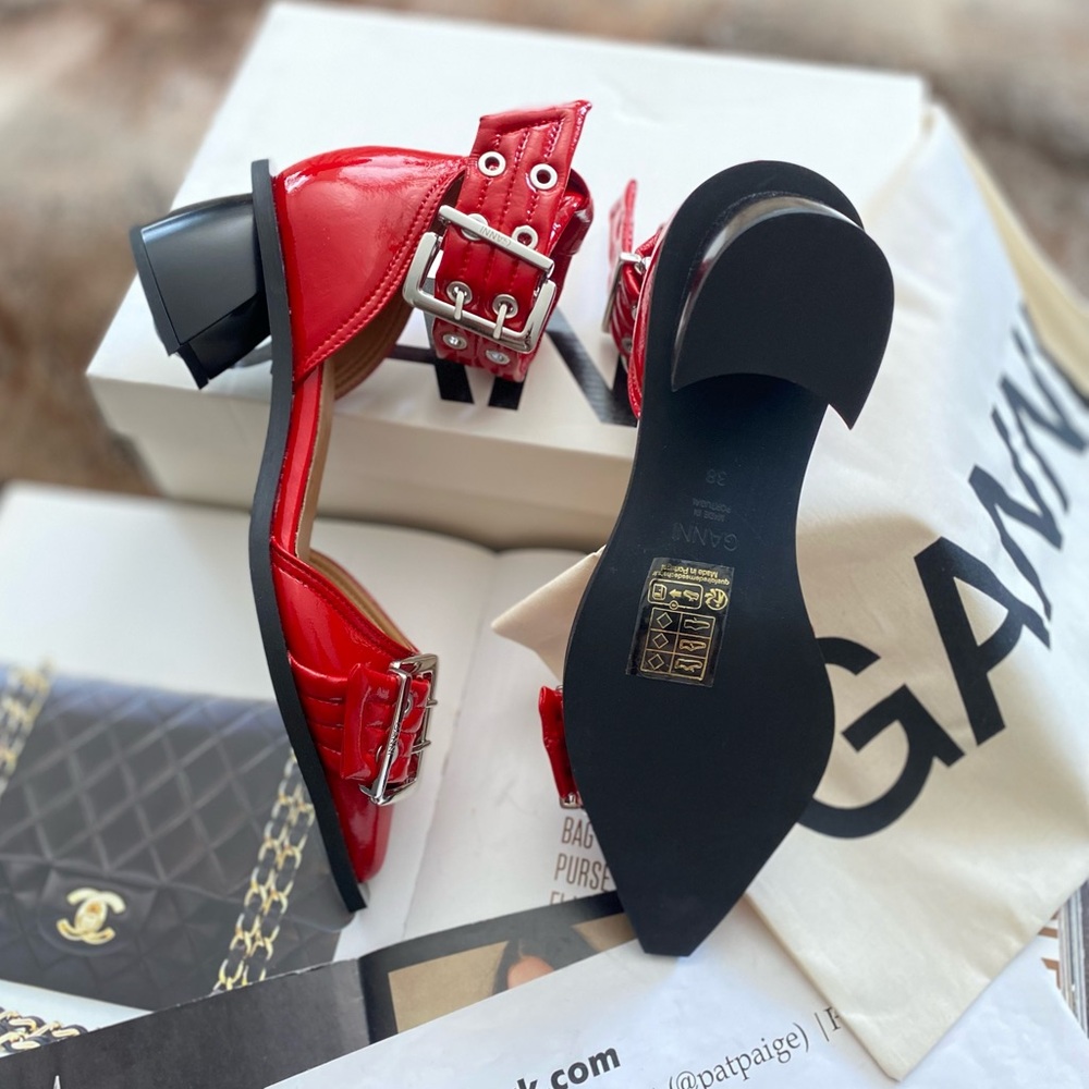 GANNI Chunky Buckle Open Cut Pumps - Picture 4 of 15